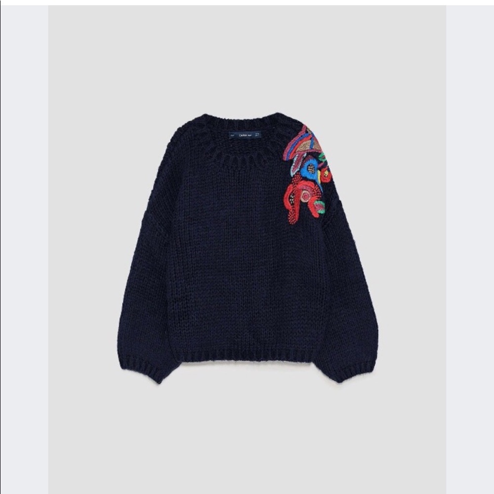 Zara Floral Embroidered Sweater Gem